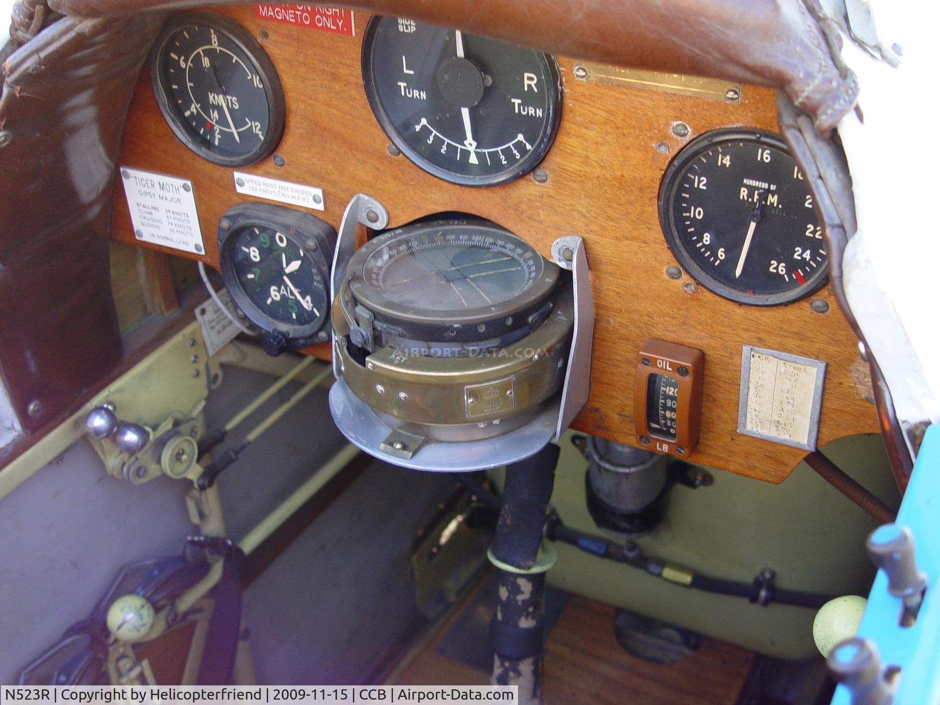 N523R, 1940 De Havilland DH-82A Tiger Moth II Tiger Moth II C/N 82960, Rear seat cockpit