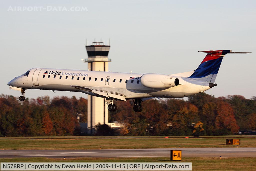 N578RP, 2004 Embraer ERJ-145LR (EMB-145LR) C/N 14500865, Delta Connection (Chautauqua Airlines) N578RP (FLT CHQ6051) from Cincinnati/Northern Kentucky Int'l (KCVG) landing RWY 5.