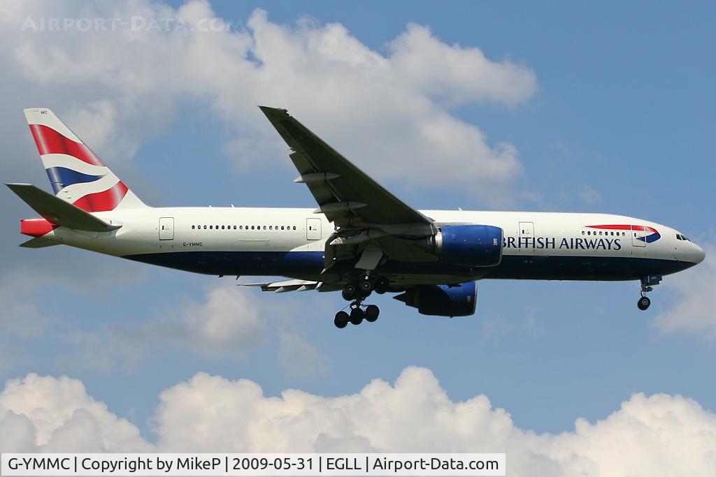 G-YMMC, 2000 Boeing 777-236 C/N 30304, Short final to 09L at Heathrow.