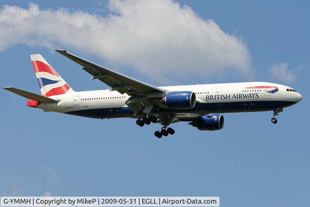 G-YMMH, 2000 Boeing 777-236/ER C/N 30309, Short final to 09L at Heathrow.