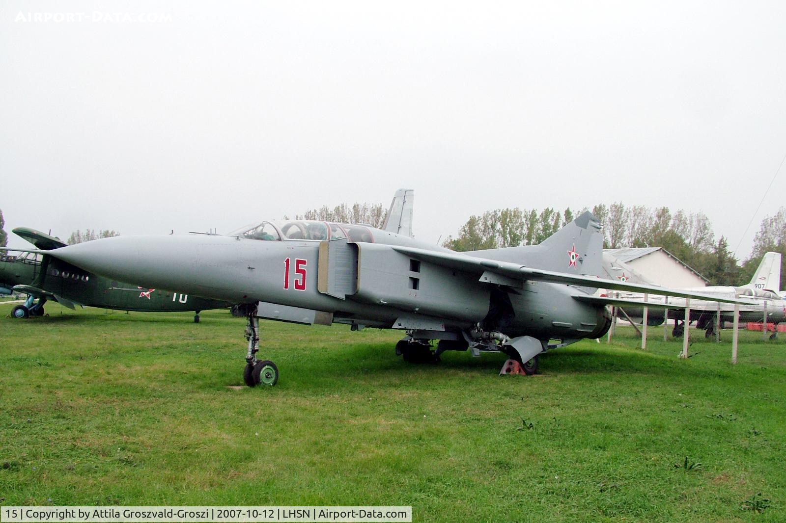 15, 1979 Mikoyan-Gurevich MiG-23UB C/N A1037926, Szolnok-Szandaszölös airplane museum.