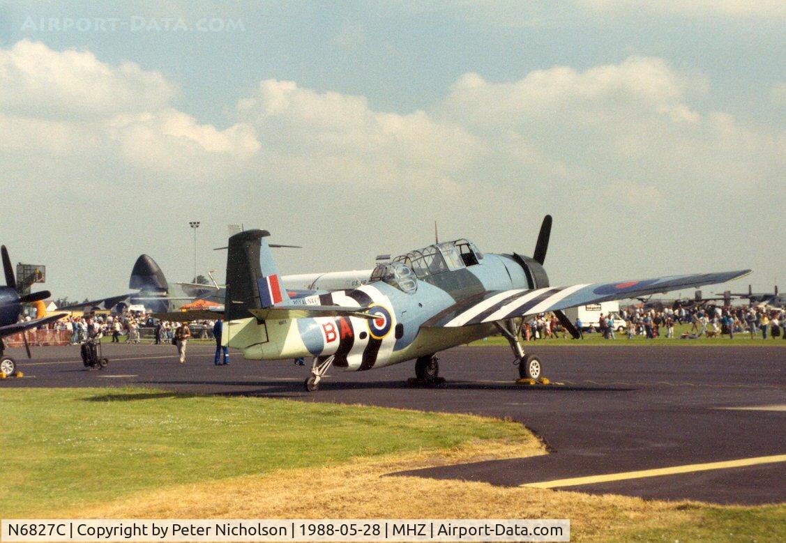 N6827C, 1944 Grumman TBM-3E Avenger C/N 4015, This TBM-3 Avenger had only arrived from the United States earlier in the month when seen at the 1988 Mildenhall Air Fete.