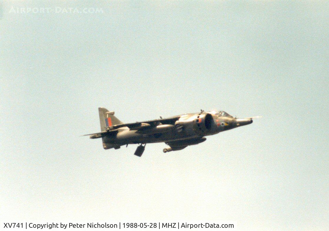 XV741, 1968 Hawker Siddeley Harrier GR.3 C/N 712004, Harrier GR.3 of 233 Operational Conversion Unit at RAF Wittering in the hover at the 1988 Mildenhall Air Fete.