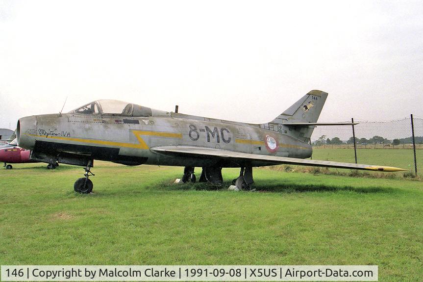 146, Dassault MD-454 Mystere IVA C/N 146, Dassault MD-454 Mystere IVA.  At the North East Aircraft Museum, Usworth, UK in 1991.