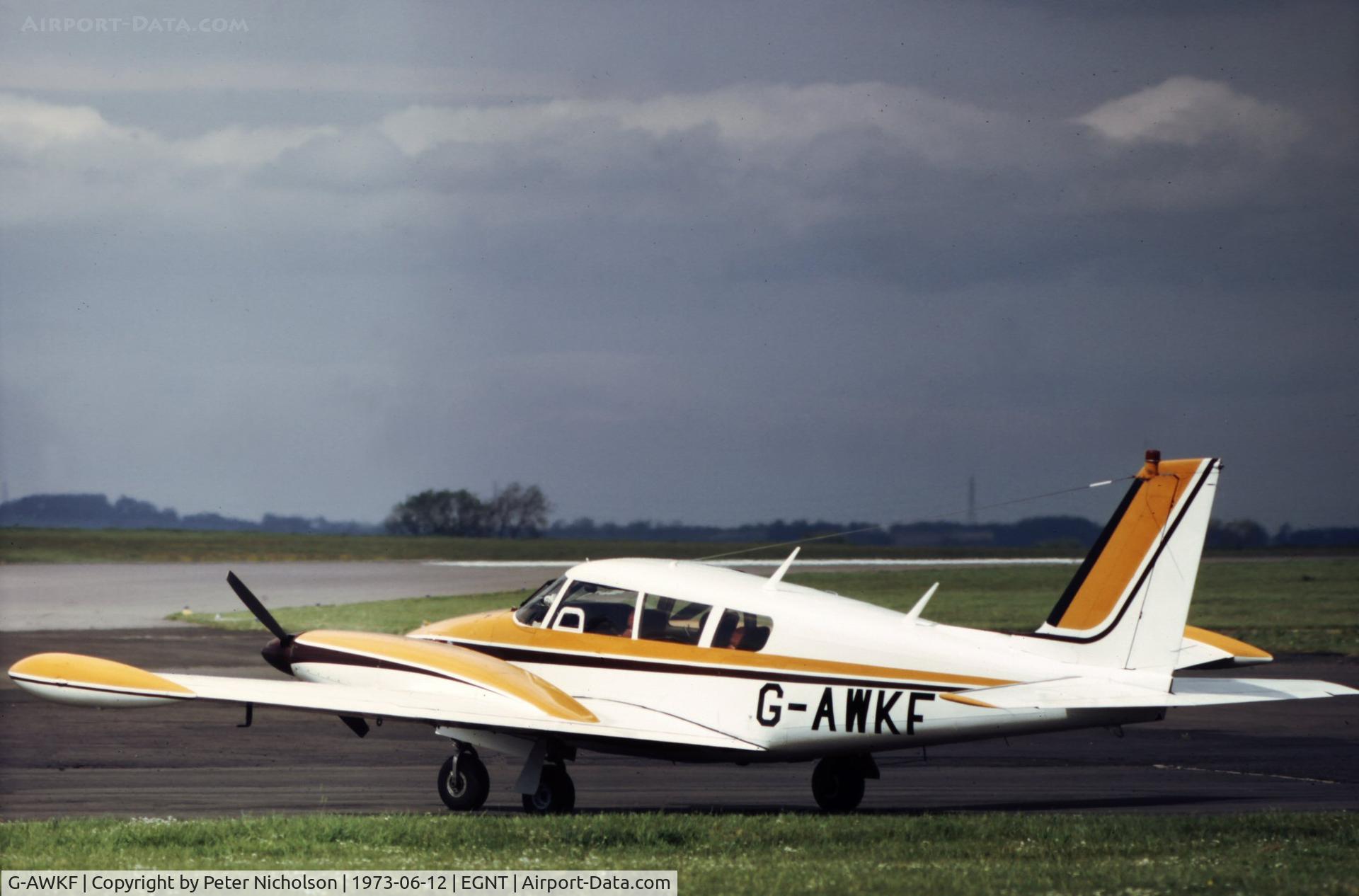 G-AWKF, 1968 Piper PA-30-160 B Twin Comanche C/N 30-1712, This Twin Comanche 160 was at Newcastle in the Summer of 1973.