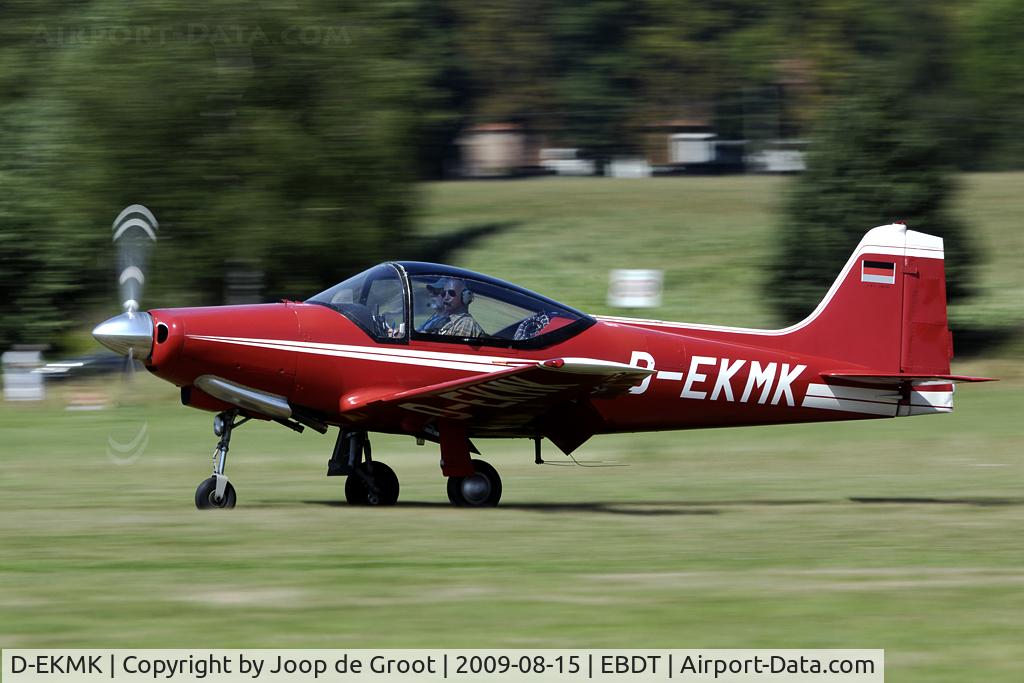 D-EKMK, 1962 Aeromere F-8L Falco III C/N 232, touch down on the Diest runway