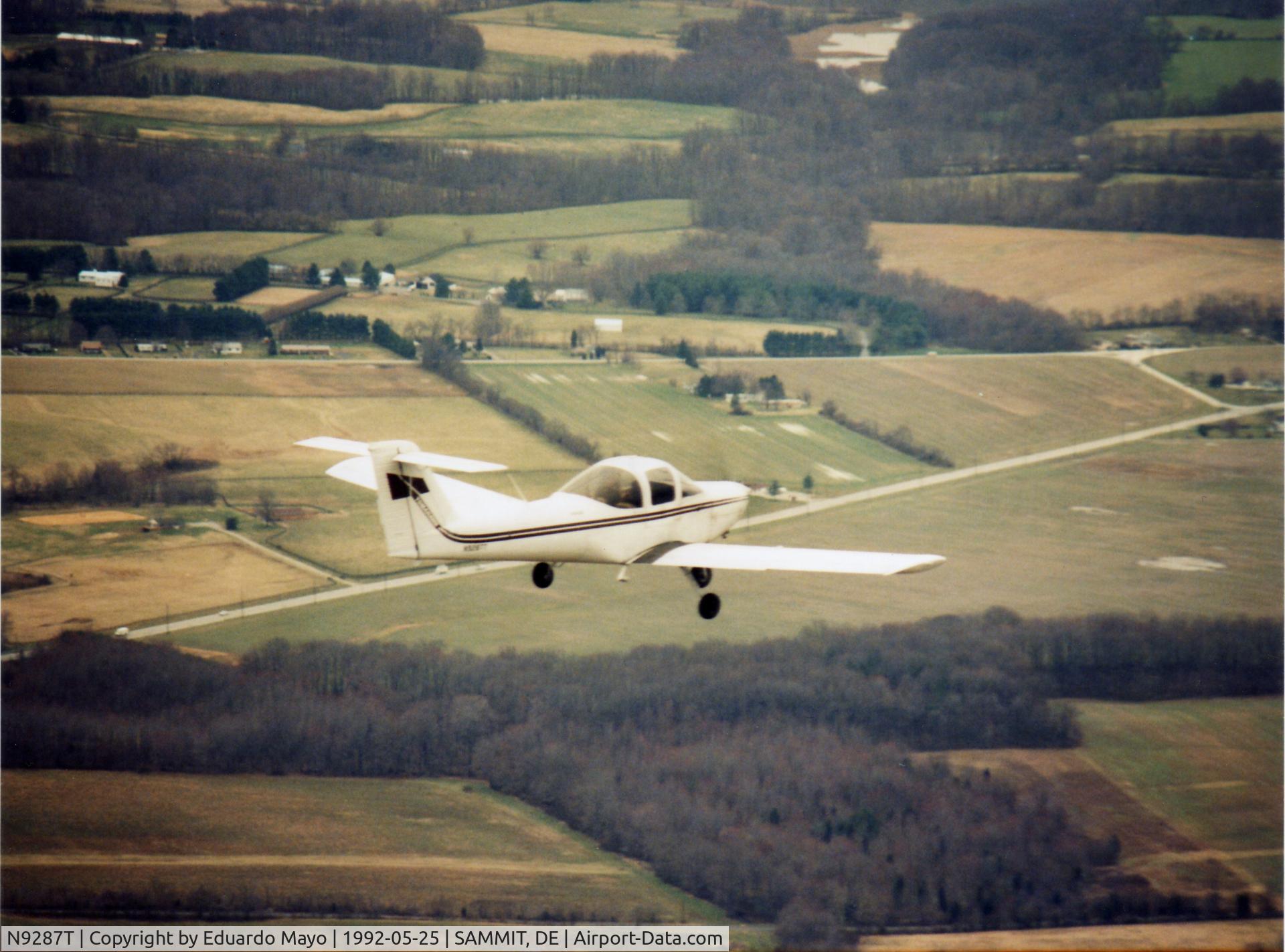 N9287T, 1978 Piper PA-38-112 Tomahawk Tomahawk C/N 38-78A0322, Flight formation with N2422F and N9287T over Summit Airport, 7:00 am 1992.