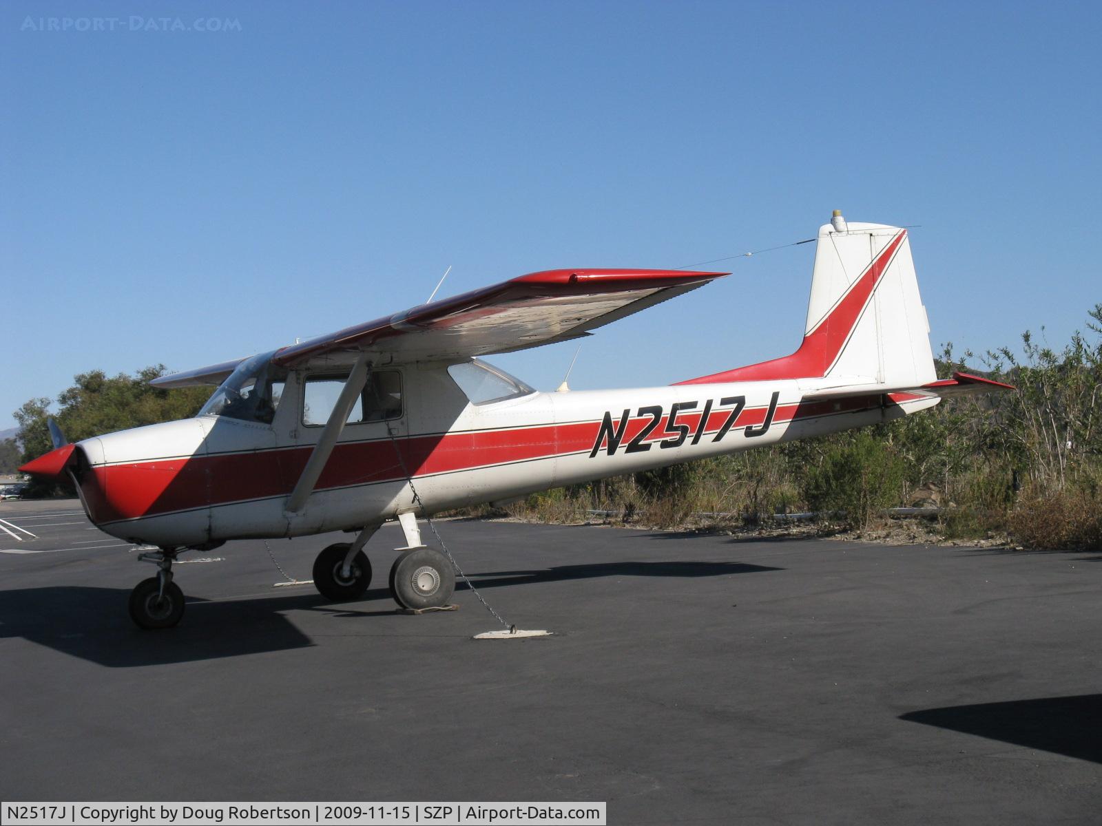 N2517J, 1964 Cessna 150E C/N 15061017, 1964 Cessna 150E, Continental O-200 100 Hp, in our hilly transient parking area next to the Santa Clara riverbank