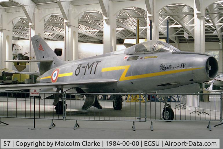 57, Dassault MD-454 Mystère IVA C/N 57, Dassault MD-454 Mystere IVA at the Imperial War Museum, Duxford, UK in 1984.