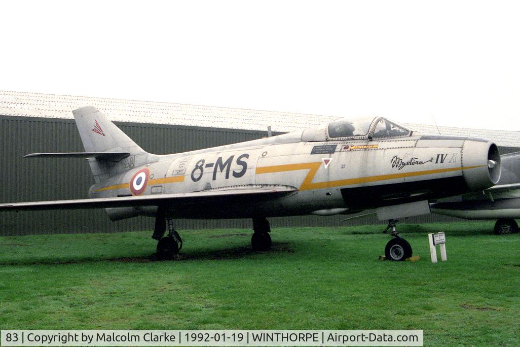 83, Dassault MD-454 Mystere IVA C/N 83, Dassault Mystere IVA at Newark Air Museum, Winthorpe, UK in 1992.
