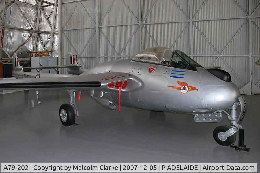 A79-202, De Havilland Australia DH-100 Vampire FB.31 C/N DHA4039, De Havilland Australia Vampire FB31 (DH-100) at the South Australian Aviation Museum, Port Adelaide, SA in 2007.