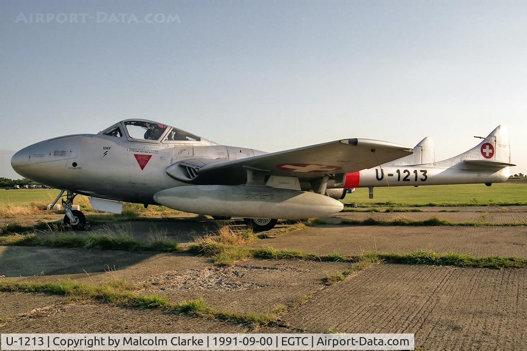 U-1213, 1958 De Havilland (F+W Emmen) Vampire T55 (DH-115) C/N 973, De Havilland Vampire T55 (DH-115). Ex Swiss AF and purchased at auction in Sion January 23rd 1991 for delivery to the USA (as N835HW).