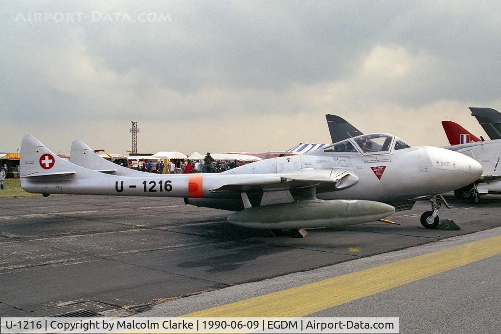 U-1216, 1958 De Havilland (F+W Emmen) Vampire T.55 (DH-115) C/N 976, De Havilland Vampire T55 (DH-115) at the Battle of Britain Airshow, A&AEE, Boscombe Down in 1990.