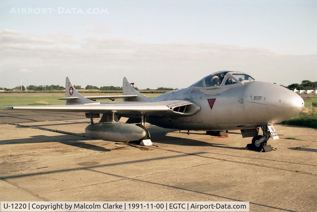 U-1220, 1959 De Havilland (F+W Emmen) Vampire T55 (DH-115) C/N 980, De Havilland Vampire T55 (DH-115).  Ex Swiss AF and purchased at auction in Sion January 23rd 1991 for delivery to the USA (as N391RH).