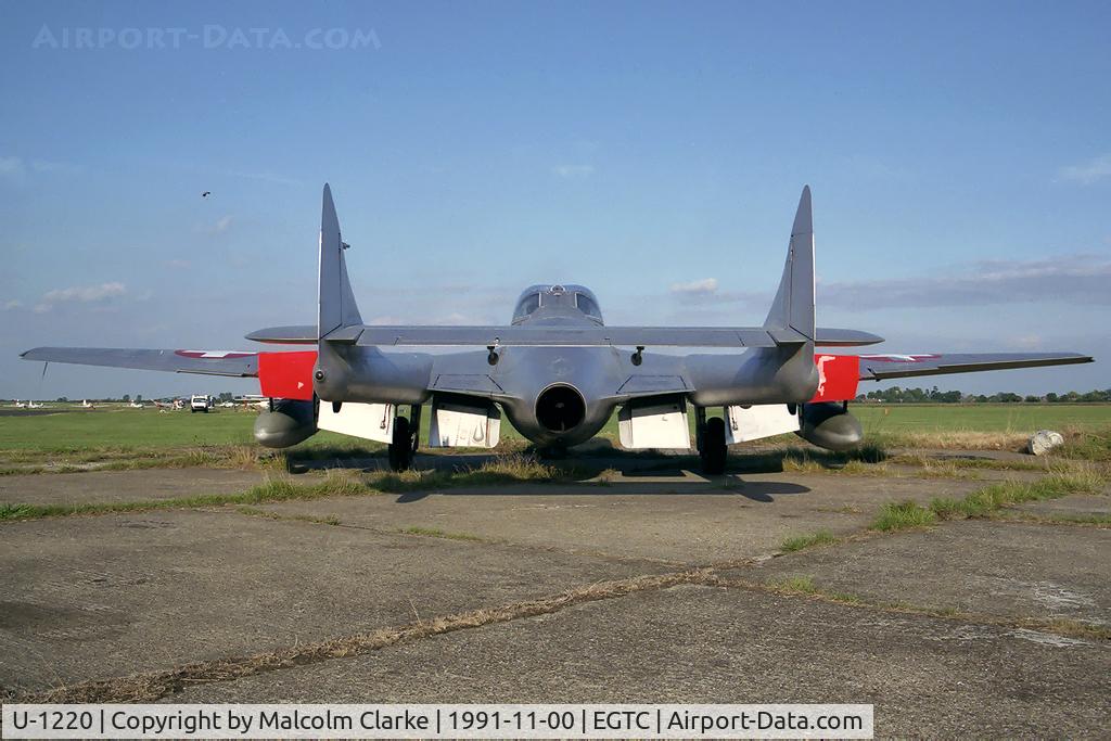 U-1220, 1959 De Havilland (F+W Emmen) Vampire T55 (DH-115) C/N 980, De Havilland Vampire T55 (DH-115).  Ex Swiss AF and purchased at auction in Sion January 23rd 1991 for delivery to the USA (as N391RH).