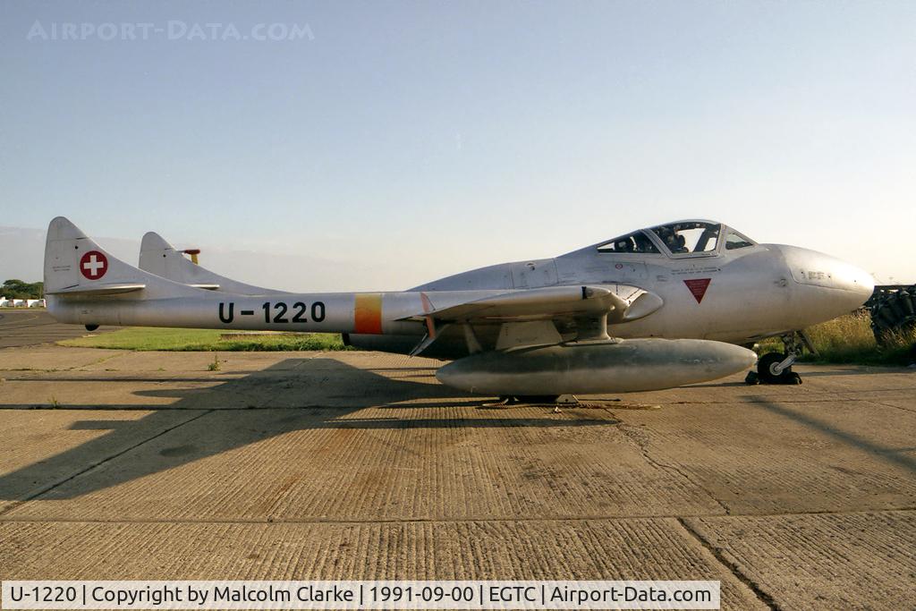 U-1220, 1959 De Havilland (F+W Emmen) Vampire T55 (DH-115) C/N 980, De Havilland Vampire T55 (DH-115).  Ex Swiss AF and purchased at auction in Sion January 23rd 1991 for delivery to the USA (as N391RH).
