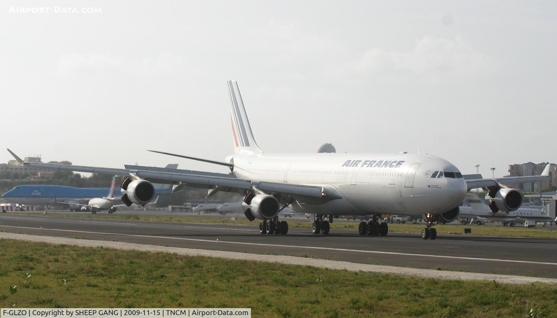F-GLZO, 1998 Airbus A340-313X C/N 246, Airfrance just landing. in from france and making use of all the stopping power.