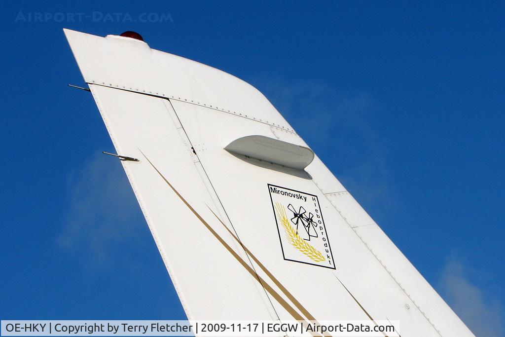 OE-HKY, 2006 Dassault Falcon 2000 C/N 226, Tail logo on Austrian Falcon 2000 at Luton