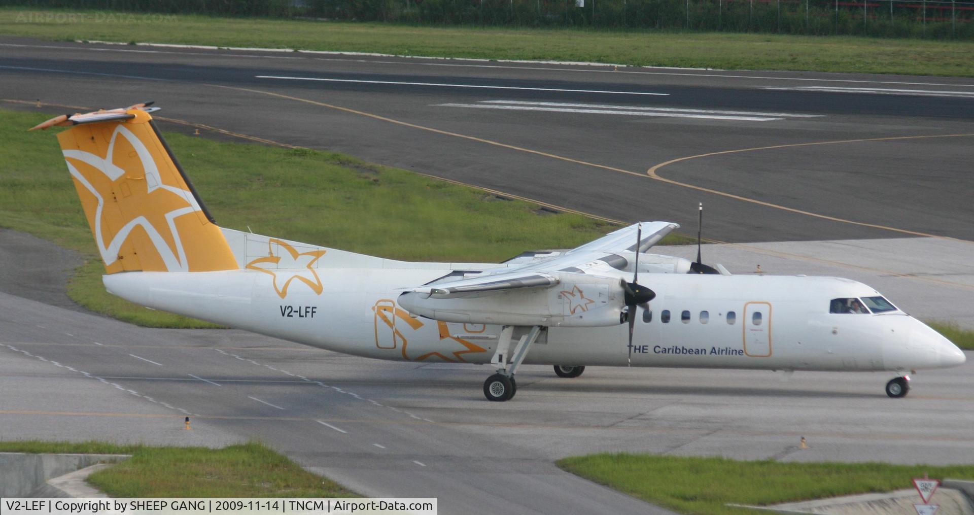 V2-LEF, 1989 De Havilland Canada DHC-8-103 Dash 8 C/N 144, Liat taxing to holding point A
