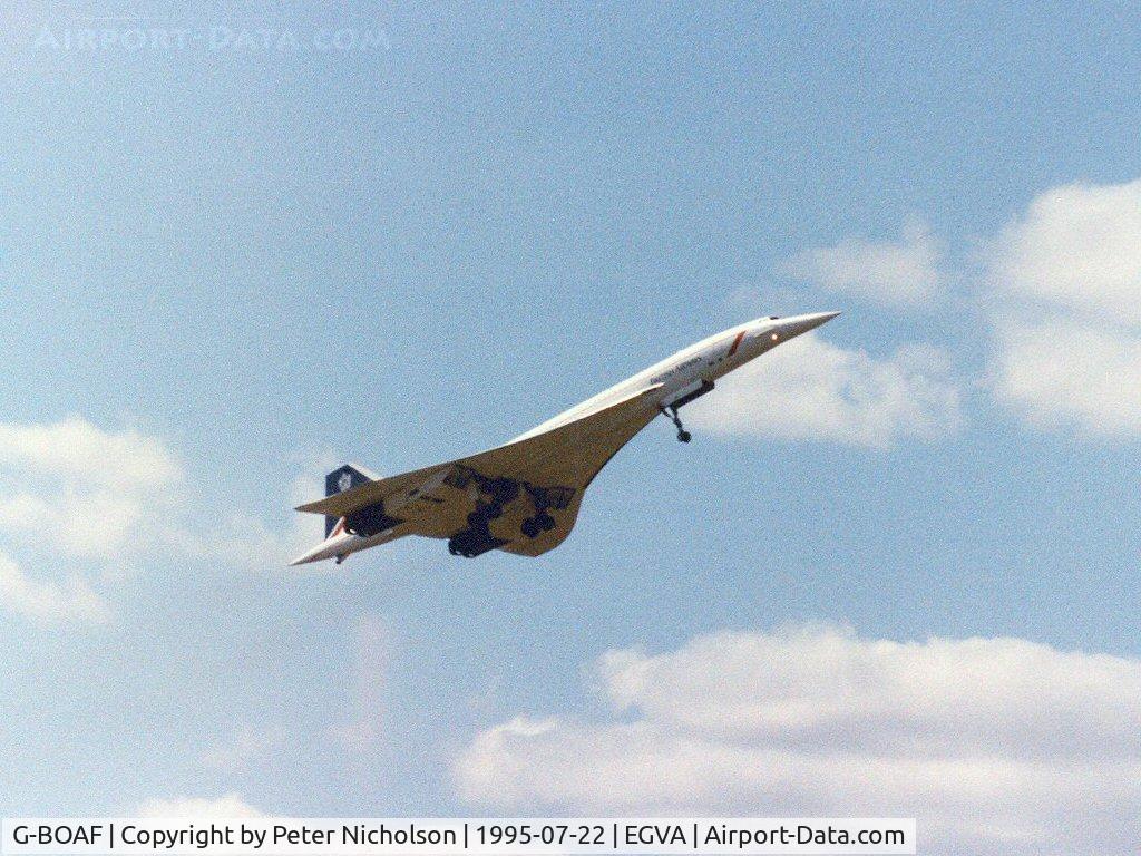 G-BOAF, 1979 Aerospatiale-BAC Concorde 1-102 C/N 100-016, British Airways Concorde performing a fly-past at the 1995 Intnl Air Tattoo at RAF Fairford.