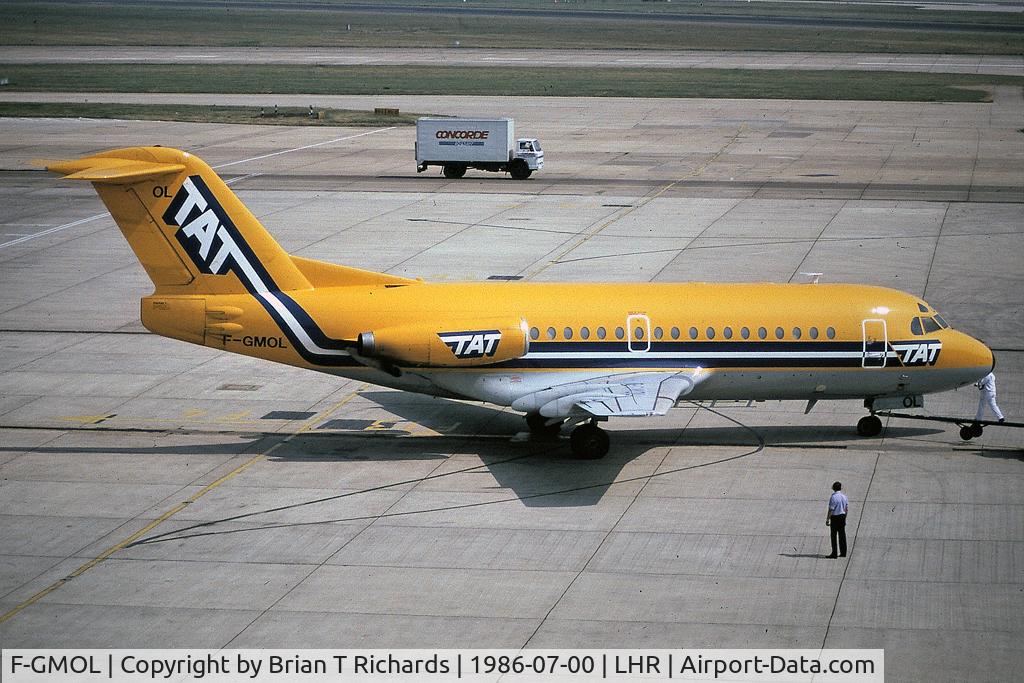 F-GMOL, 1969 Fokker F.28-1000 Fellowship C/N 11003, In full colours while on lease to TAT - from a slide