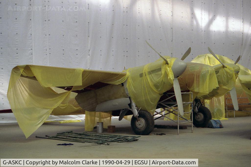 G-ASKC, De Havilland DH98 Mosquito T.3 C/N TA719, De Havilland DH-98 Mosquito TT35.  Under renovation and in protective wrappings whilst work is carried out on hangar T1 at the Imperial War Museum, Duxford.