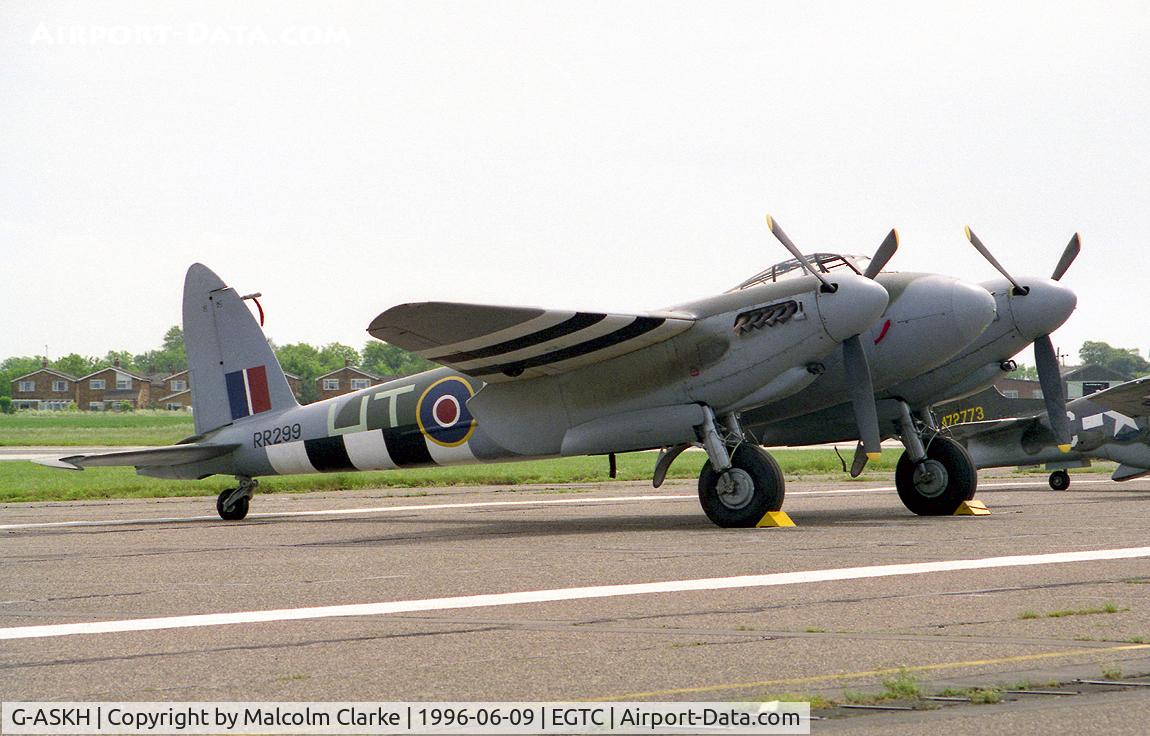 G-ASKH, 1965 De Havilland DH98 Mosquito T.3 C/N RR299, De Havilland DH-98 Mosquito T3. At the 50th anniversary celebration of Cranfield's College of Aeronautics, Cranfield, UK.