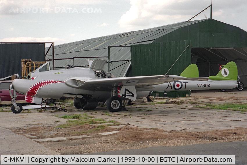 J-1167, 1953 De Havilland (FFA) Vampire FB6 (DH-100) C/N 676, De Havilland Vampire FB6 (DH-100). Formerly Swiss Air Force J-1167, at Cranfield Airport, UK.