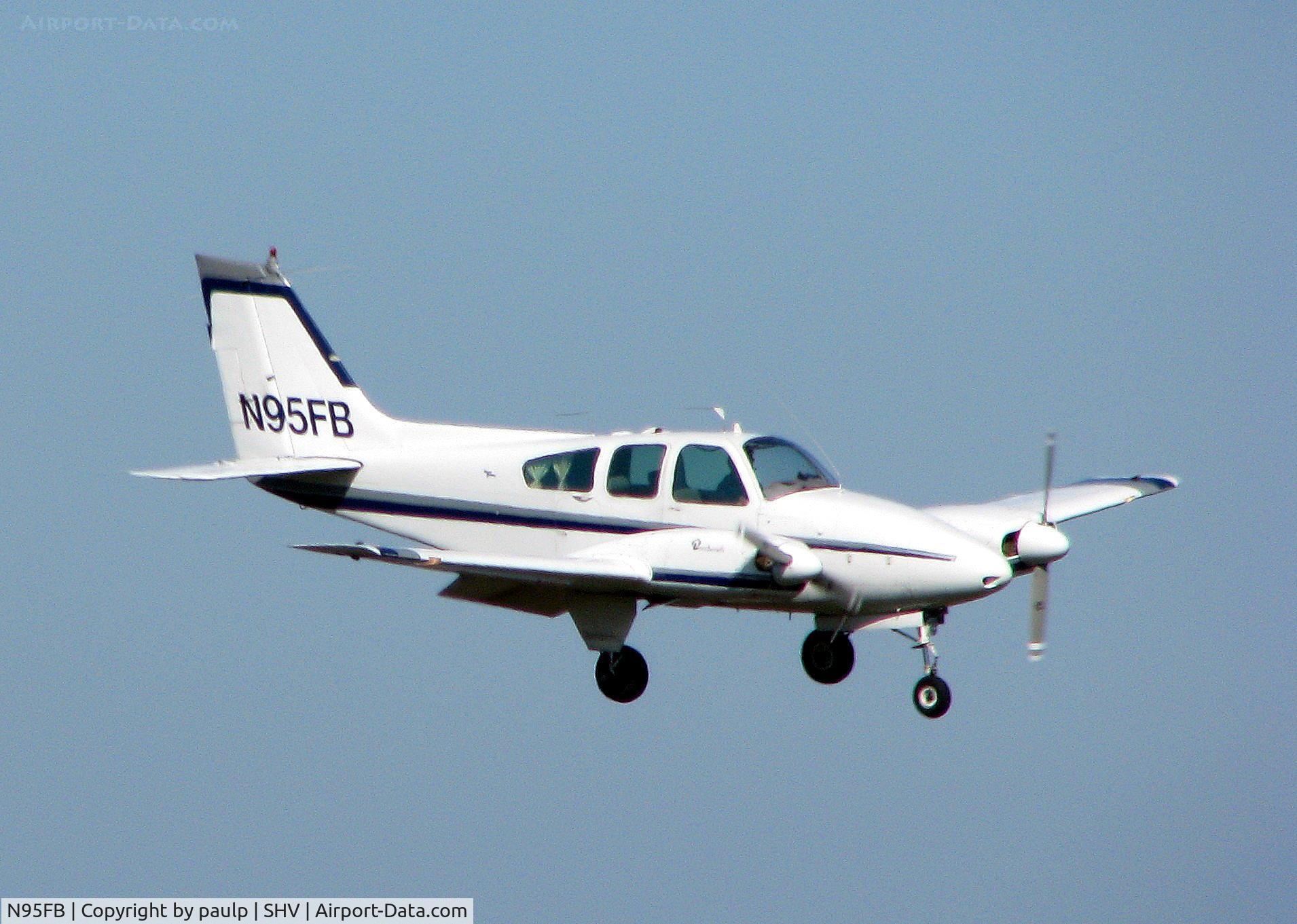 N95FB, 1964 Beech 95-B55 (T42A) Baron C/N TC-640, Landing on 23 at the Shreveport Regional airport.