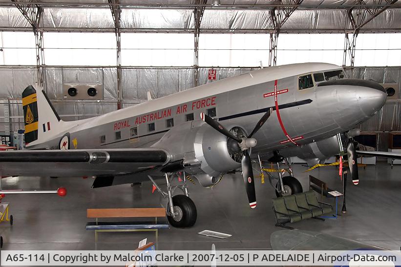 A65-114, 1945 Douglas C-47B-35-DK Skytrain C/N 16712/33460, Douglas C-47B Skytrain preserved in the South Australian Aviation Museum, Port Adelaide, South Australia in 2007.