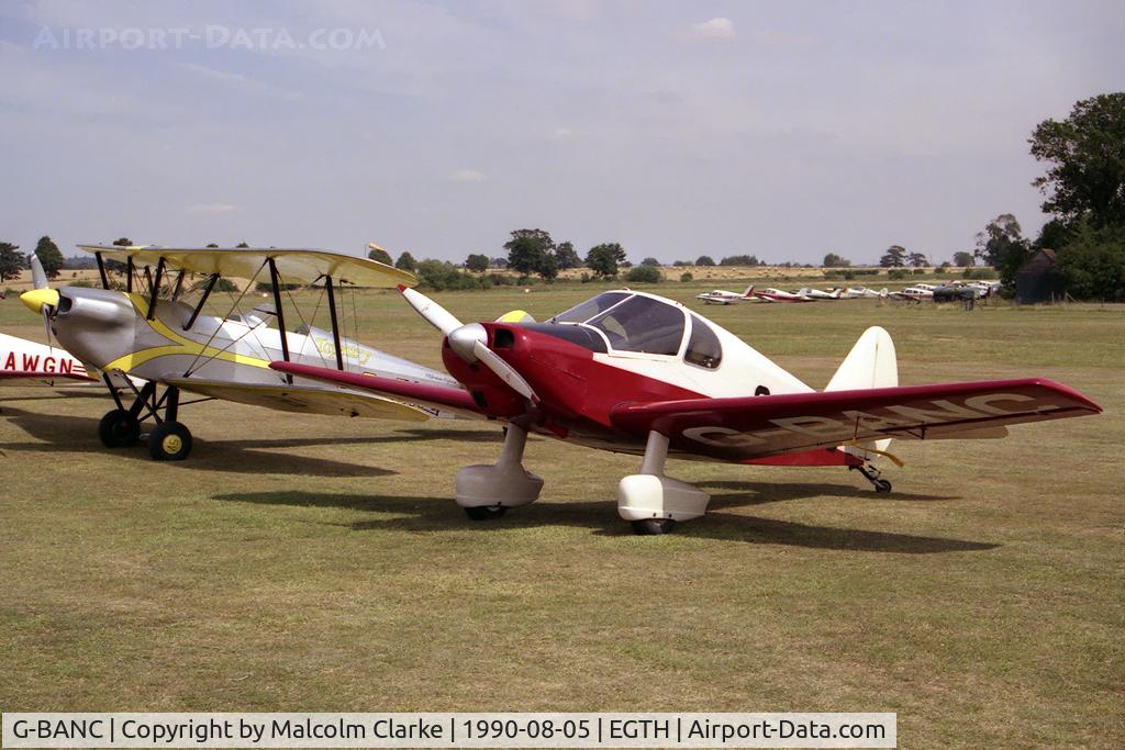 G-BANC, 1954 Gardan GY-201 Minicab C/N A-203, Gardan Minicab GY 201. Seen with Stampe G-BNYZ at the Battle Over Britain Air Display at Old warden in 1990.
