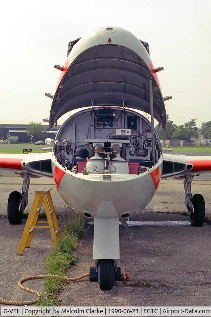 G-VTII, 1954 De Havilland DH-115 Vampire T.11 C/N 15127, De Havilland Vampire T11 (DH-115) at Cranfield Airfield, UK.