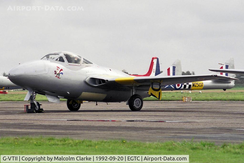 G-VTII, 1954 De Havilland DH-115 Vampire T.11 C/N 15127, De Havilland Vampire T11 (DH-115) at Cranfield Airfield, UK.