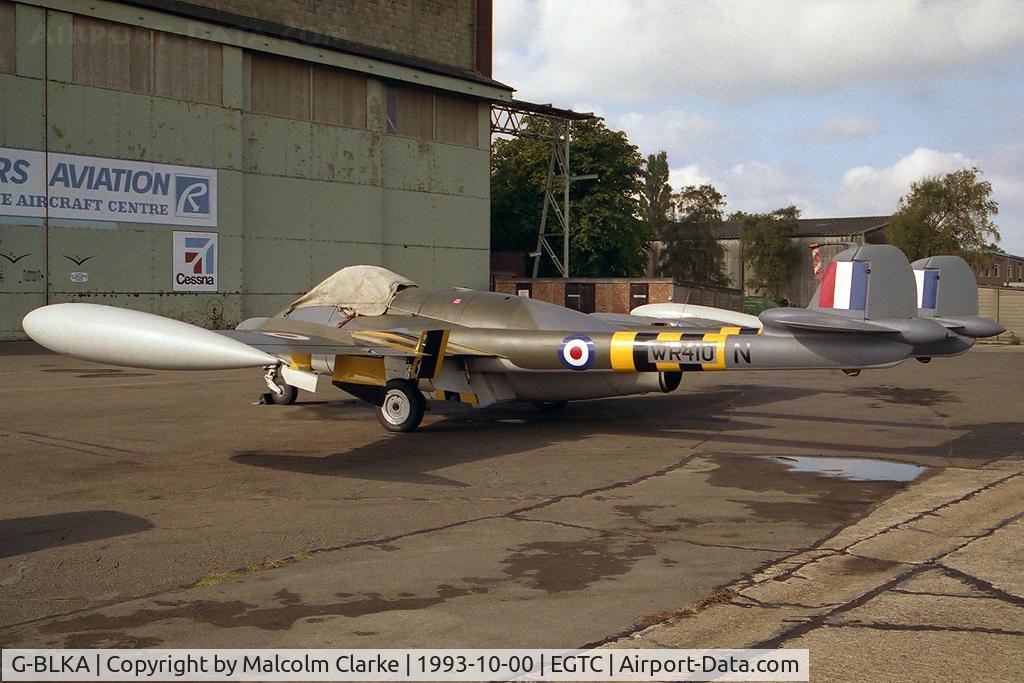 G-BLKA, 1957 De Havilland (F+W Emmen) DH-112 Venom FB.54 C/N 431, De Havilland Venom FB54 at Cranfield Airfield, UK.