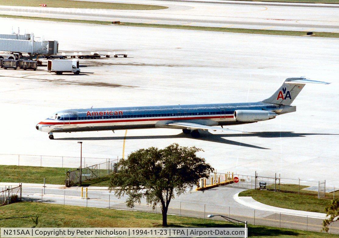 N215AA, 1983 McDonnell Douglas MD-82 (DC-9-82) C/N 49163, MD-82 of American Airlines seen at Tampa in November 1994.