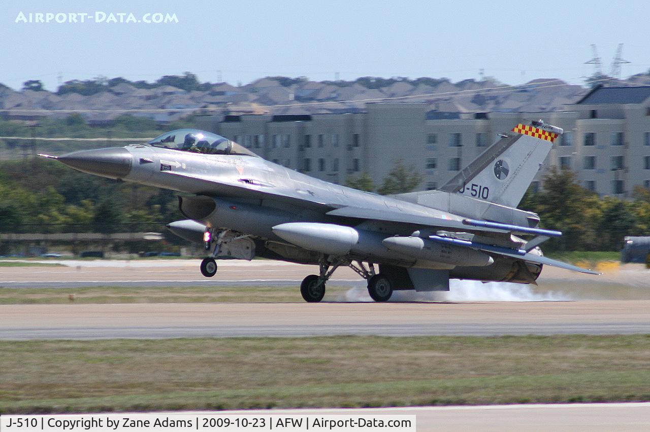 J-510, 1987 Fokker F-16AM Fighting Falcon C/N 6D-149, Landing at the 2009 Alliance Fort Worth Airshow