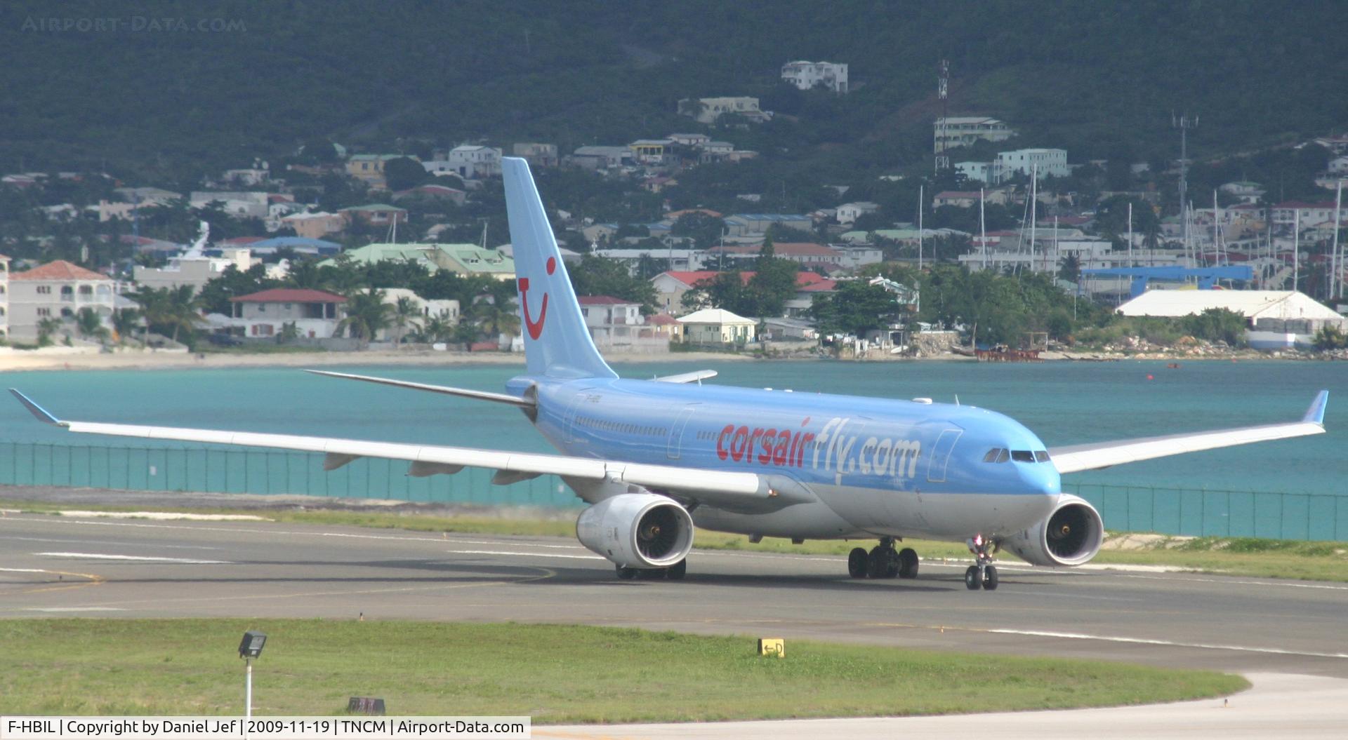 F-HBIL, 2000 Airbus A330-243 C/N 320, Corsair back tracking runway 28and exiting at C for parking