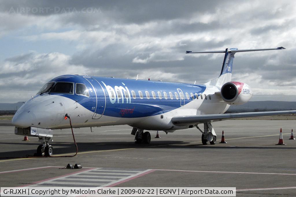 G-RJXH, 2001 Embraer EMB-145EP (ERJ-145EP) C/N 145442, Embraer EMB-145EP at Durham Tees Valley Airport, UK.