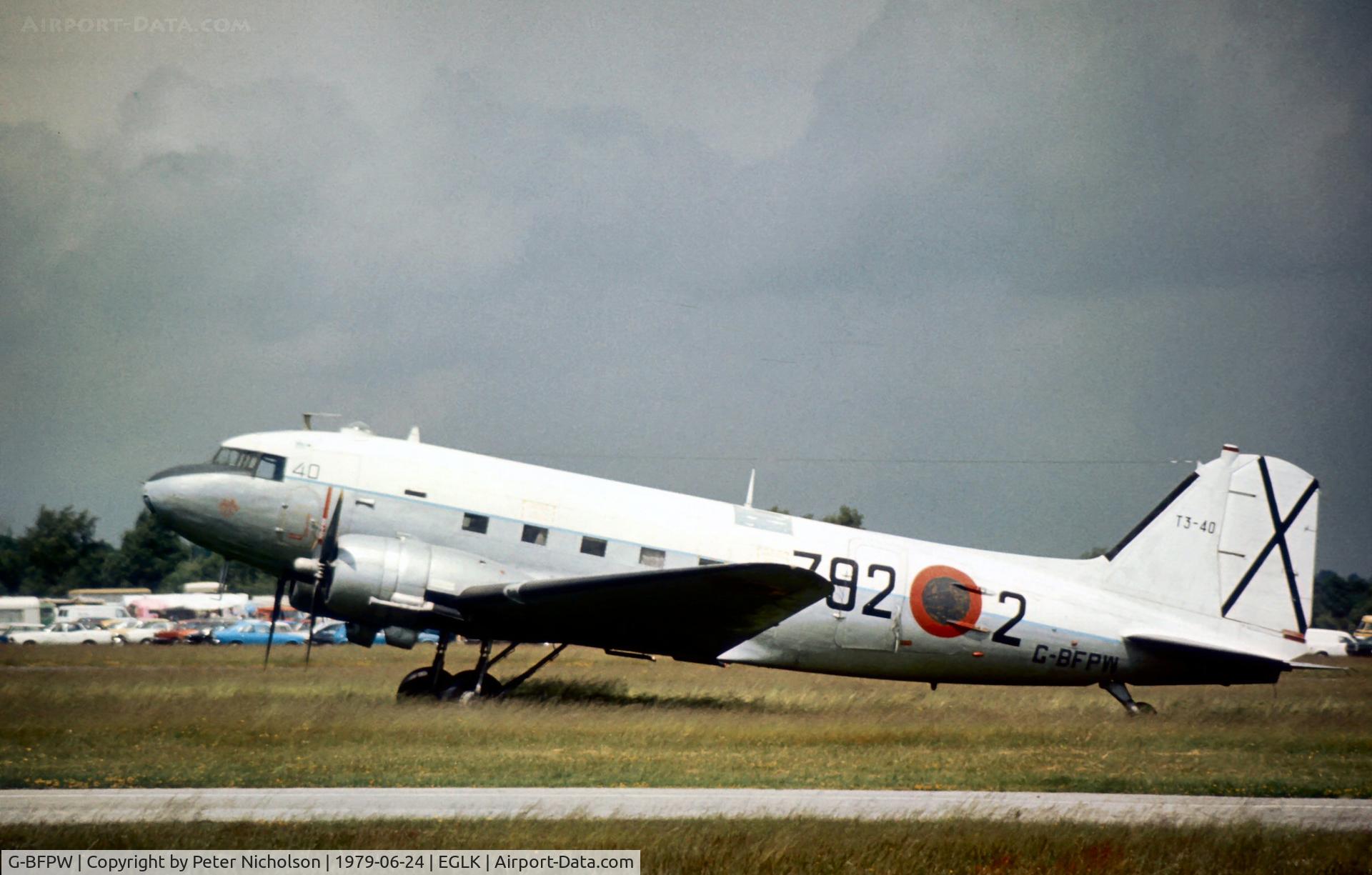 G-BFPW, Douglas C-47B Skytrain C/N 33604, Ex Spanish Air Force C-47B T.3-40 as seen at Blackbushe in the Summer of 1979.