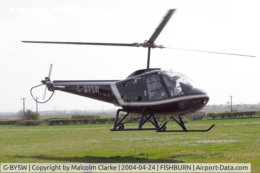 G-BYSW, 1988 Enstrom 280FX Shark C/N 2026, Enstrom 280FZ at Fishburn Airfield, UK in 2004.