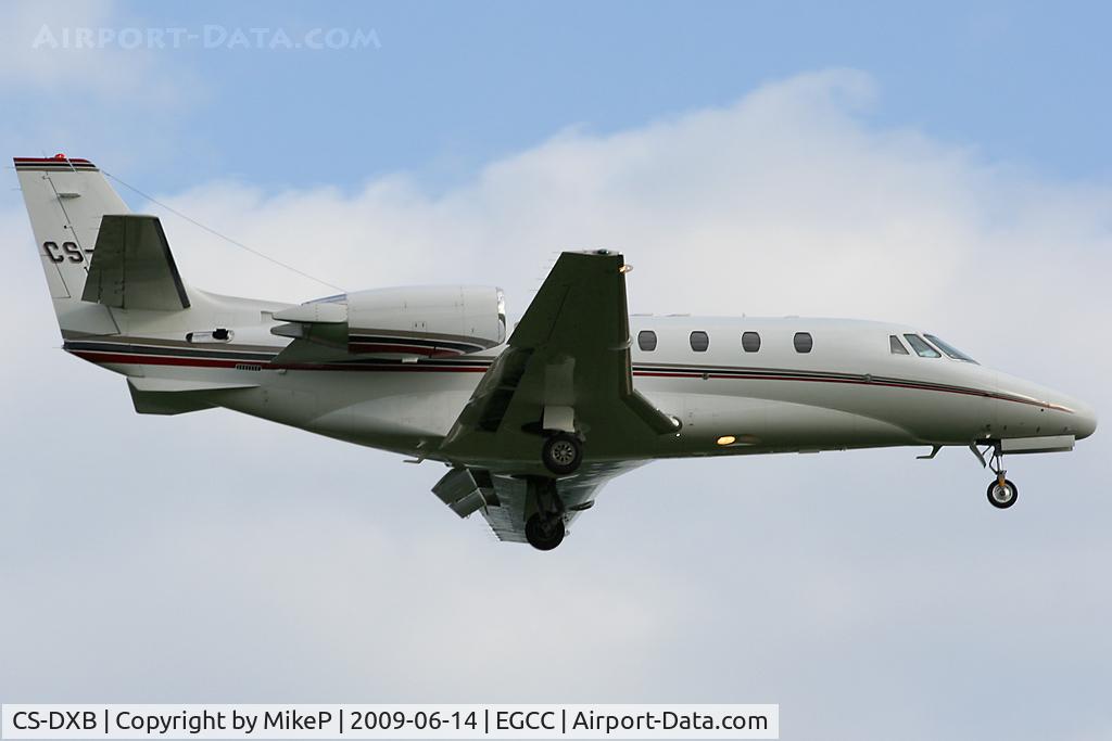 CS-DXB, Cessna 560 XL Citation Excel C/N 560-5553, Short final to Runway 23R at Manchester.