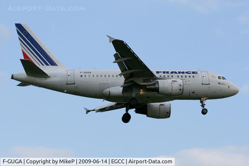 F-GUGA, 2002 Airbus A318-111 C/N 2035, Short final to Runway 23R at Manchester.