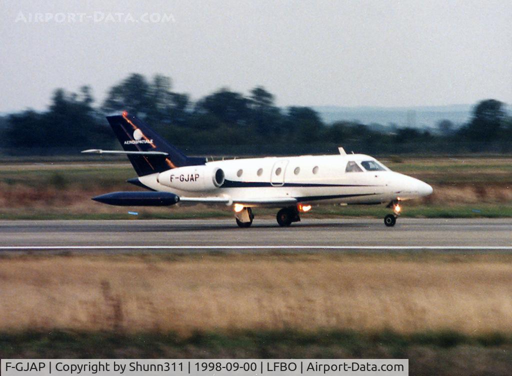 F-GJAP, Aerospatiale SN-601 Corvette 100 C/N 31, Landing rwy 15R in 'Aerospatiale' c/s...