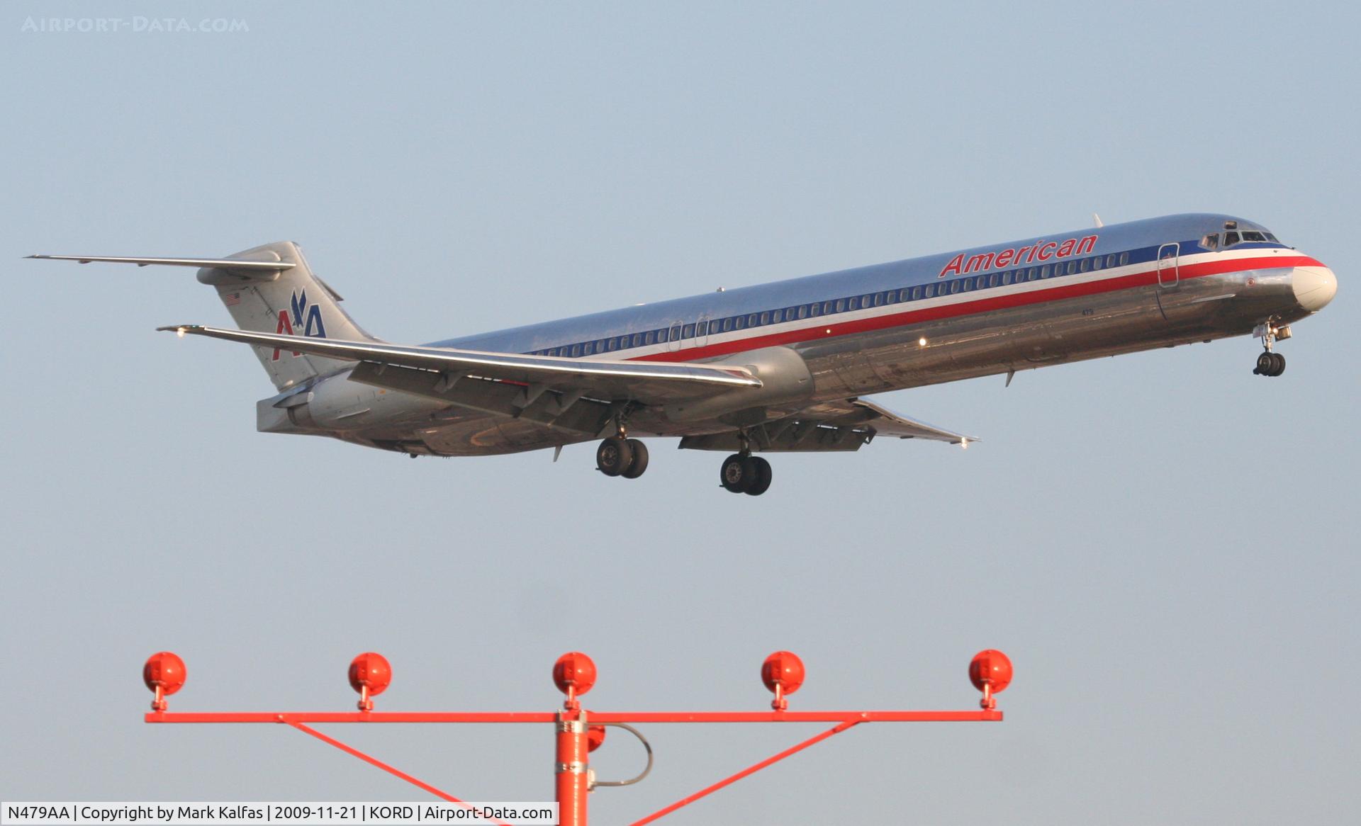 N479AA, 1988 McDonnell Douglas MD-82 (DC-9-82) C/N 49654, American Airlines Mcdonnell Douglas DC-9-82, AAL333 arriving from KLGA, short final 22R KORD.