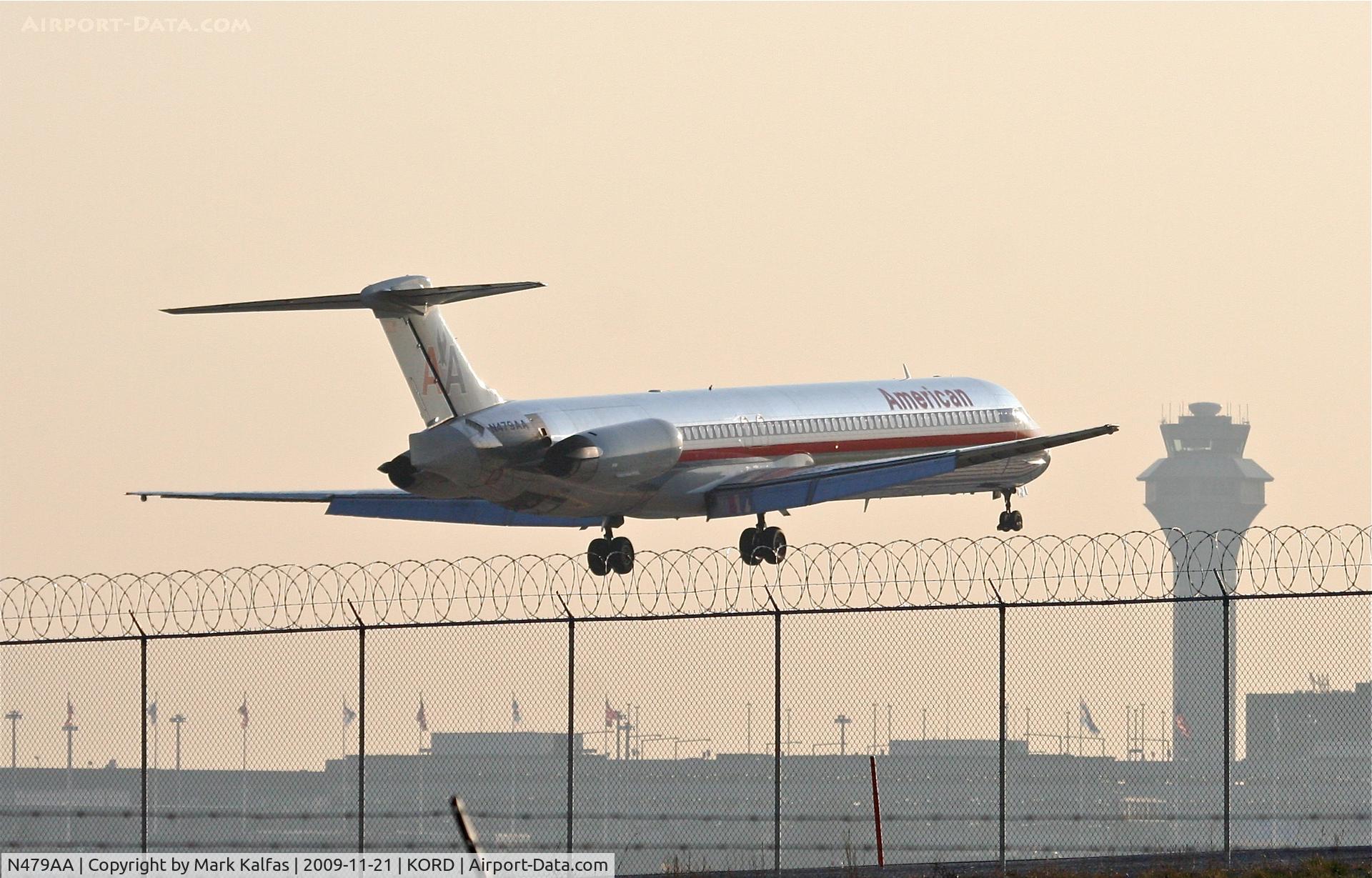 N479AA, 1988 McDonnell Douglas MD-82 (DC-9-82) C/N 49654, American Airlines Mcdonnell Douglas DC-9-82, AAL333 arriving from KLGA, short final 22R KORD.