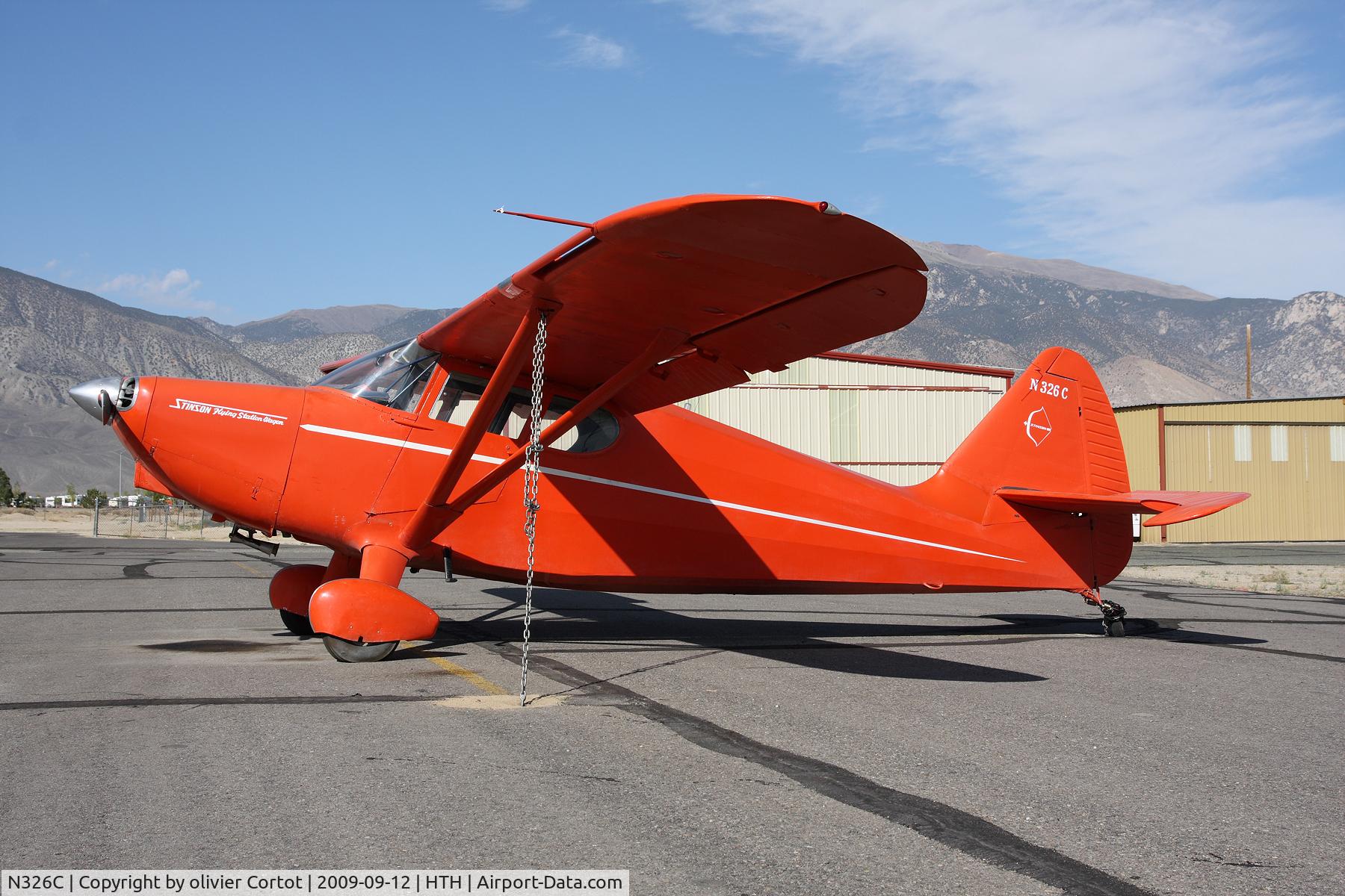 N326C, 1947 Stinson 108-2 Voyager C/N 108-3326, Alone in the morning, Hawthorne.