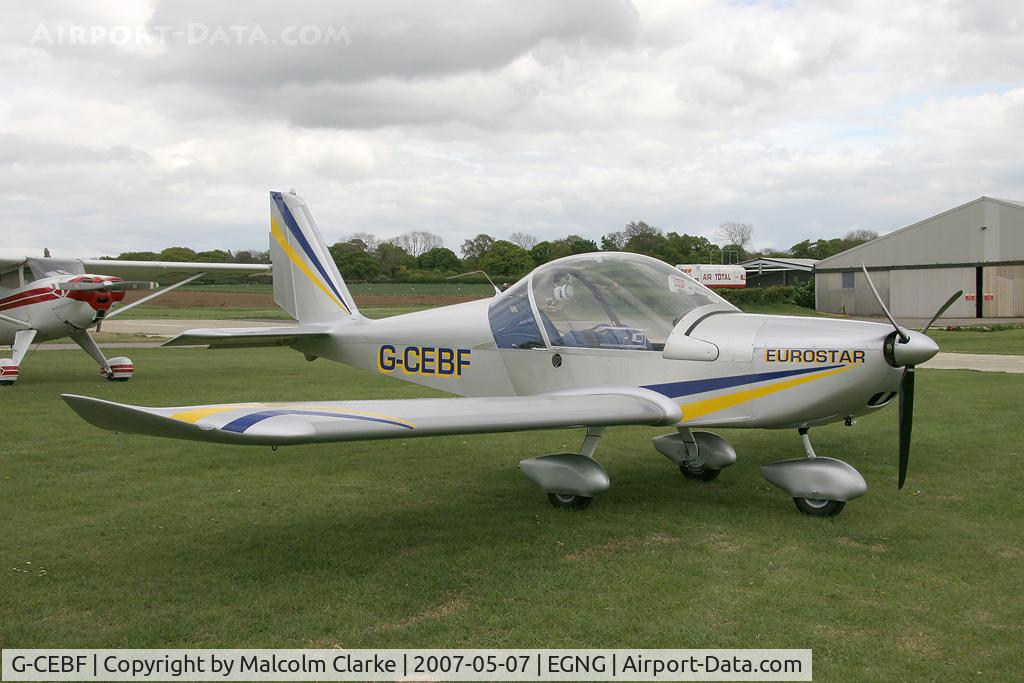 G-CEBF, 2006 Aerotechnik EV-97A Eurostar C/N PFA 315A-14525, Evektor Aerotechnik EV-97A Eurostar at Bagby Airfield, UK.