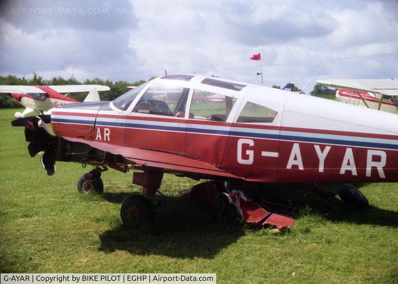 G-AYAR, 1970 Piper PA-28-180 Cherokee C/N 28-5797, BOUNCED ON LANDING AND HIT TREE 1985-05-09. THIS A/C IS STILL ACTIVE