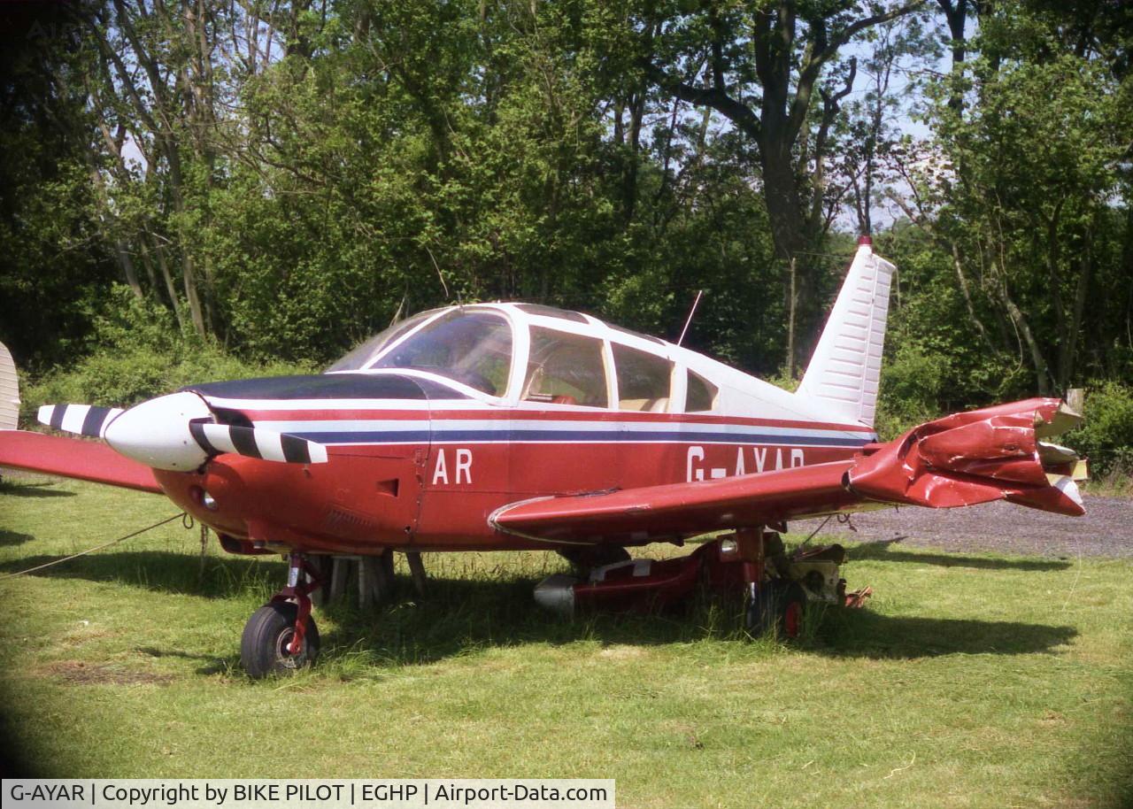 G-AYAR, 1970 Piper PA-28-180 Cherokee C/N 28-5797, BOUNCED ON LANDING AND HIT TREE 1985-05-09. THIS A/C IS STILL ACTIVE