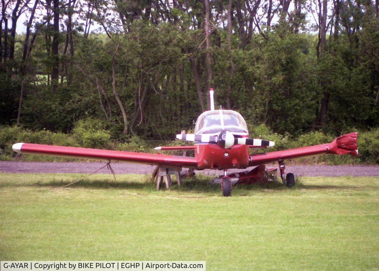 G-AYAR, 1970 Piper PA-28-180 Cherokee C/N 28-5797, BOUNCED ON LANDING AND HIT TREE 1985-05-09. THIS A/C IS STILL ACTIVE